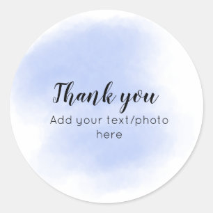 simple minimal add your text photo thank you water classic round sticker