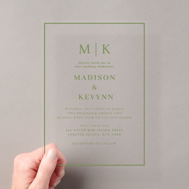 Simple Minimal and Chic | Wedding Acrylic Invitations (Insitu (Handheld))