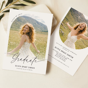 Simple Minimal Arch Photo Graduation Party Invitation