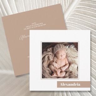 Simple Minimal Baby Photo Birth Announcement