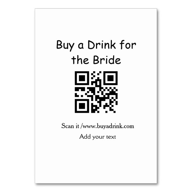 Simple minimal bachelorette buy a bride drink barc table number (Front)