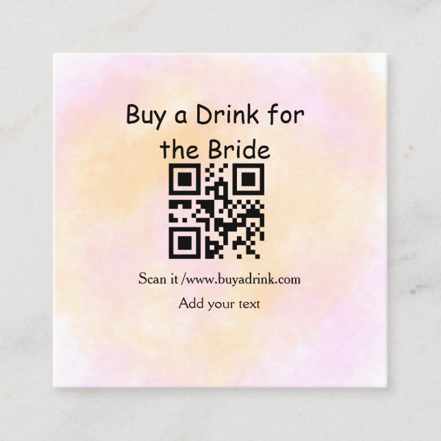 Simple minimal bachelorette buy a bride drink wate square business card (Front)