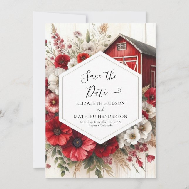 Simple Minimal Barnyard Wedding Save The Date (Front)