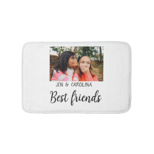 simple minimal best friends name add photo text le bath mat