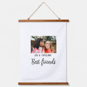 simple minimal best friends name add photo text le hanging tapestry