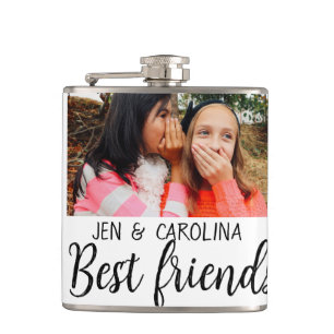 simple minimal best friends name add photo text le hip flask