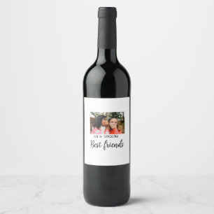 simple minimal best friends name add photo text le wine label