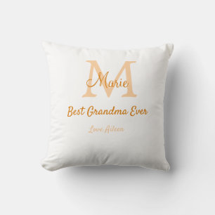 simple minimal best Grandma ever orange monogram Cushion