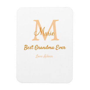simple minimal best Grandma ever orange monogram Magnet