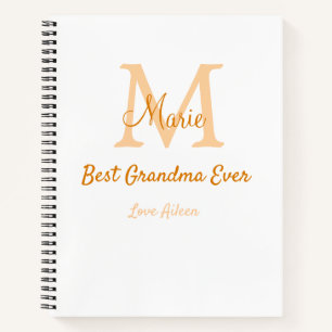 simple minimal best Grandma ever orange monogram Notebook