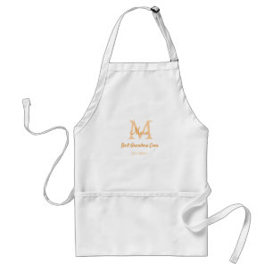 simple minimal best Grandma ever orange monogram Standard Apron