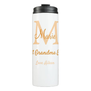 simple minimal best Grandma ever orange monogram Thermal Tumbler