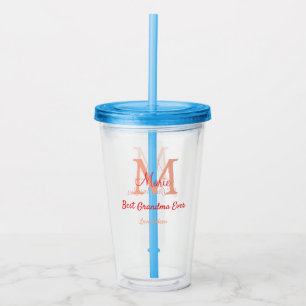 simple minimal best Grandma ever red monogram text Acrylic Tumbler