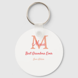 simple minimal best Grandma ever red monogram text Key Ring