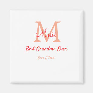 simple minimal best Grandma ever red monogram text Magnet