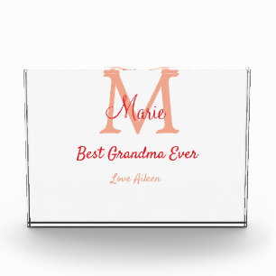 simple minimal best Grandma ever red monogram text Photo Block