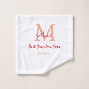 simple minimal best Grandma ever red monogram text Wash Cloth