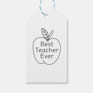 Simple Minimal Best Teacher Ever in Apple Outline  Gift Tags
