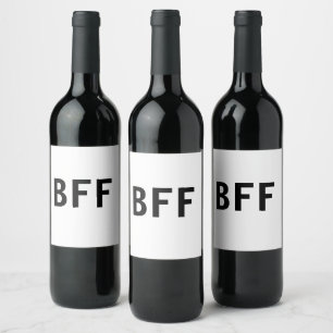 Simple minimal BFF best friends family custom name Wine Label