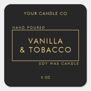Simple Minimal Black and Gold Candle Label
