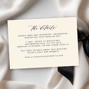 Simple minimal black and ivory wedding details enclosure card