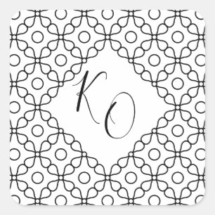 Simple Minimal Black and White Calligraphy Wedding Square Sticker
