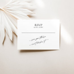 Simple Minimal Black and White Wedding RSVP Card