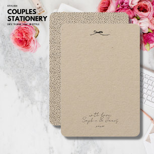 Simple Minimal Black Bow Thank You Couples Wedding Card