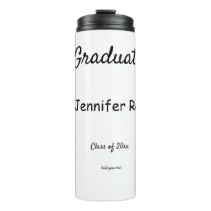 simple minimal black calligraphy graduation coffe thermal tumbler