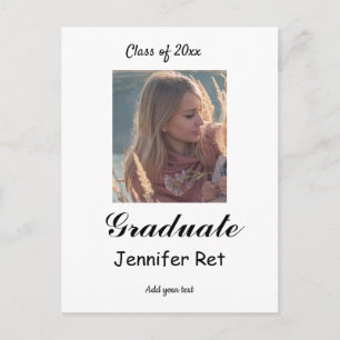 simple minimal black calligraphy graduation postc postcard
