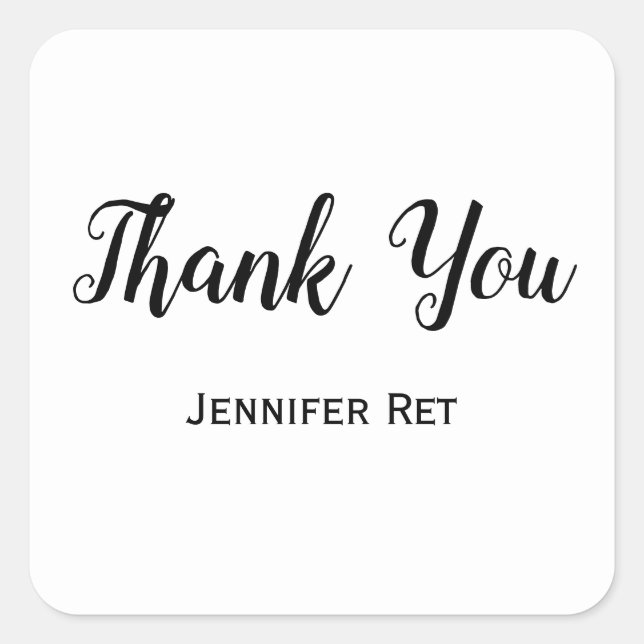 simple minimal black calligraphy graduation   square sticker (Front)