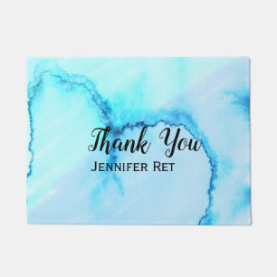 simple minimal black calligraphy thank you add nam doormat