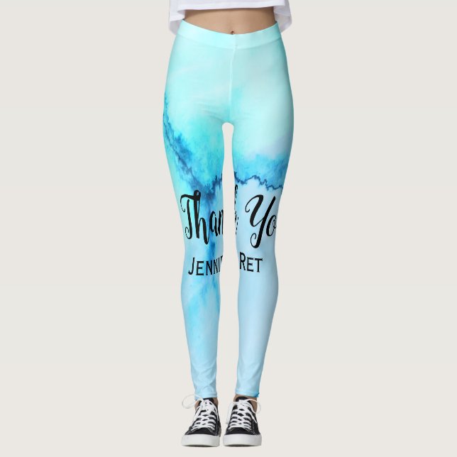 simple minimal black calligraphy thank you add nam leggings (Front)