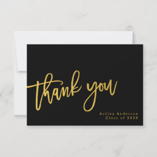 Simple Minimal Black Gold Thank You Graduation