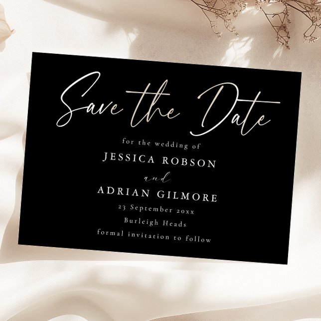 Simple Minimal Black Modern Wedding Save The Date (Creator Uploaded)