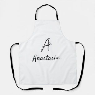 Simple minimal black monogram letter a add name th apron