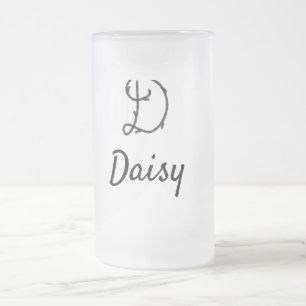 Simple minimal black monogram letter D add name T Frosted Glass Beer Mug
