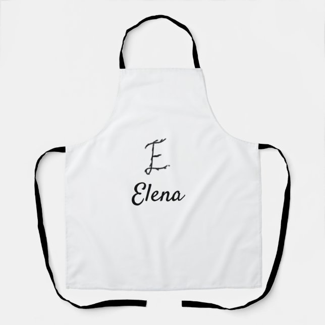 Simple minimal black monogram letter E add name    Apron (Front)