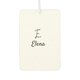 Simple minimal black monogram letter E add name Car Air Freshener