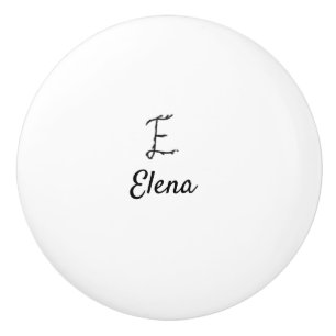 Simple minimal black monogram letter E add name Ceramic Knob
