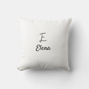 Simple minimal black monogram letter E add name Cushion