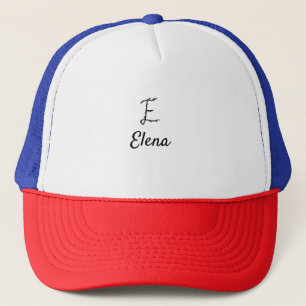 Simple minimal black monogram letter E add name Trucker Hat