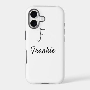 Simple minimal black monogram letter F add name   