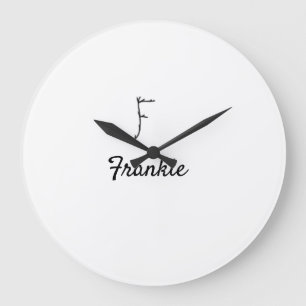 Simple minimal black monogram letter F add name Large Clock