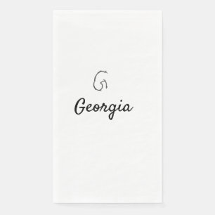 Simple minimal black monogram letter G add name  T Napkin