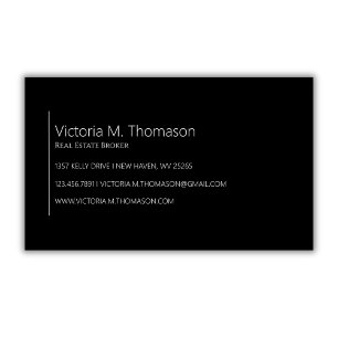 Simple Minimal Black Real Estate Professional Business Card