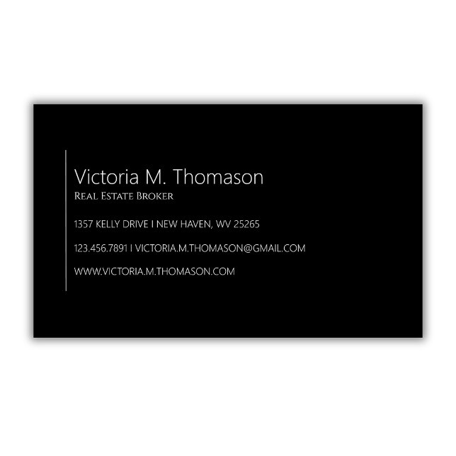 Simple Minimal Black Real Estate Professional  Business Card (Creator Uploaded)