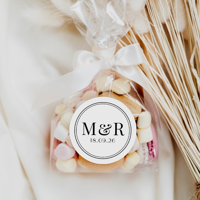 Simple Minimal Black Script Wedding Favour Sticker (Creator Uploaded)