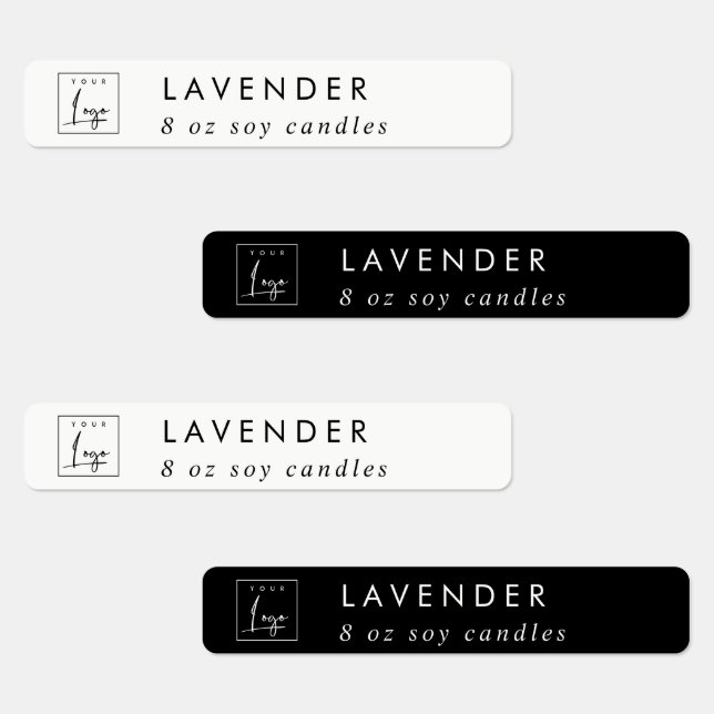 Simple Minimal Black & White Logo Candle Label (Group)