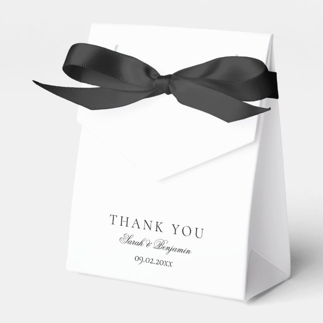 Simple Minimal Black & White Luxury Wedding Favour Box (Front Side)